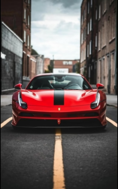 Photo generic sports car moving at high speed on racetrack teslabmw ferari