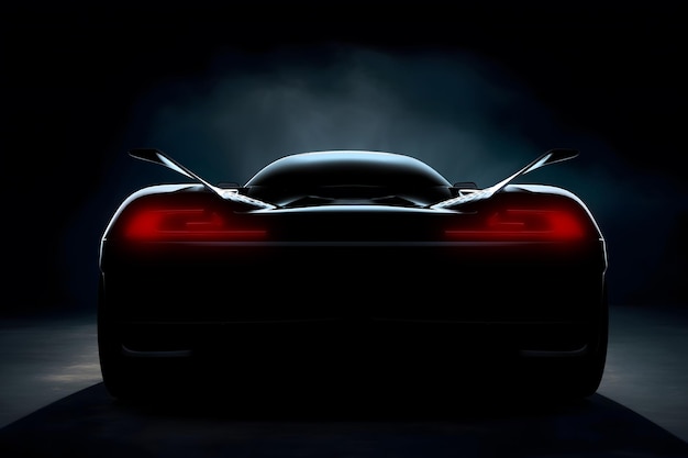 generic and unbranded sport car on a dark smoky background 3d illustration