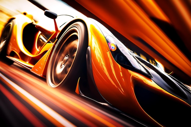 Photo generic and unbranded sport car run in an abstract image generative ai illustration