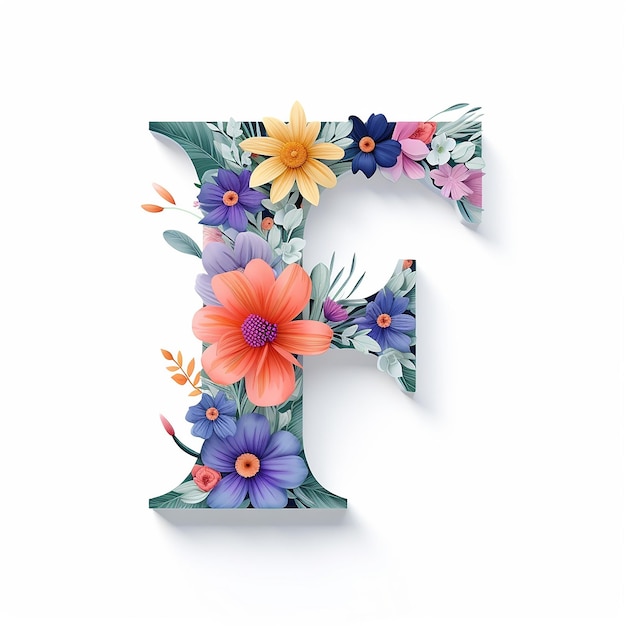 Generiek logo kleurrijk plat bloemenontwerp met de letter F Bloemenalfabet