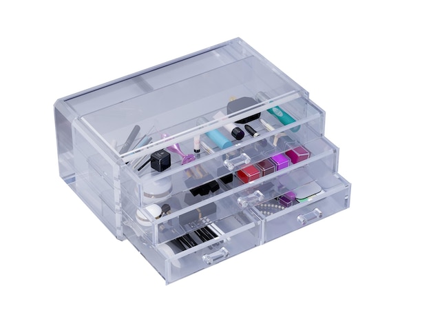 Generieke 1 acryl heldere make-updoos, transparant glazen cosmetische display ijdelheidsdoos