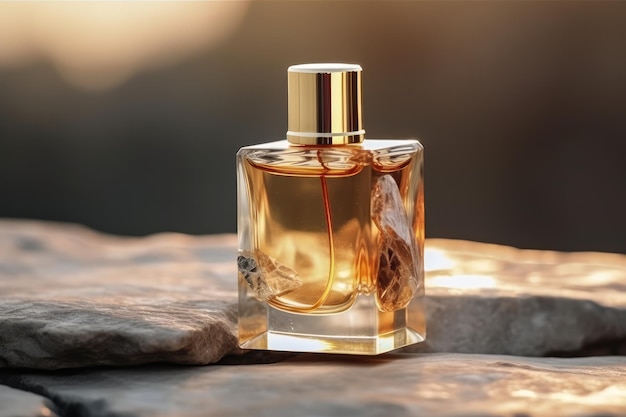 generieke luxe gouden parfum mockup glazen fles in gouden kleur generatieve AI