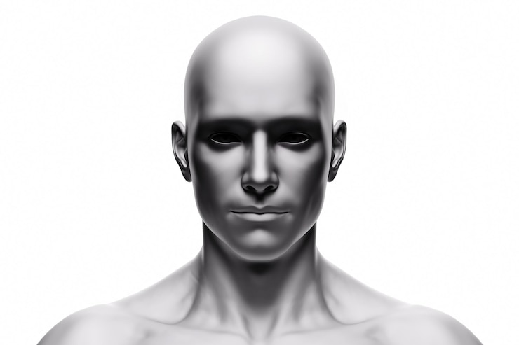 Foto generieke menselijke gezicht front view futuristische stemming concepten van virtuele realiteit enz 3d rendering