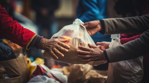 generosity and compassion of volunteers and organizations as they distribute food and supplies to vulnerable communities emphasizing the power of collective action in combating hunger