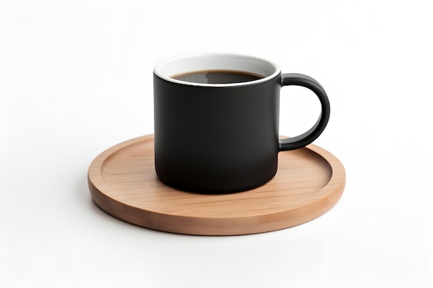 Щедрая чашка кофе на деревянном подносе