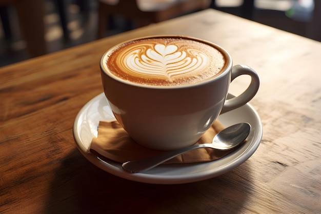 A Generous Cup of Coffee on a Wooden Tray