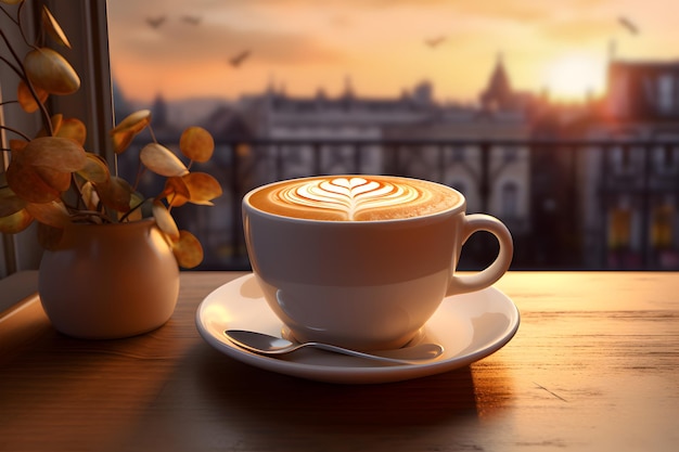 A Generous Cup of Coffee on a Wooden Tray