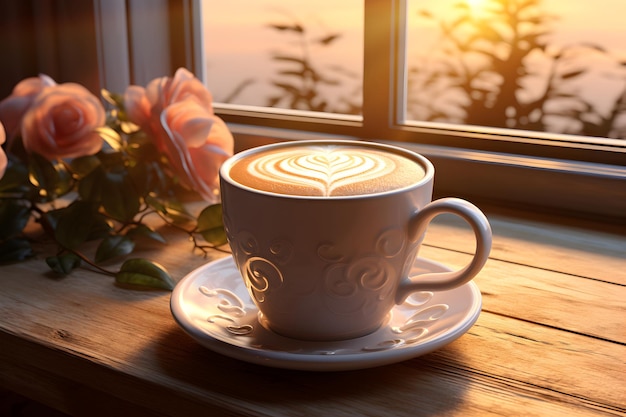 A Generous Cup of Coffee on a Wooden Tray