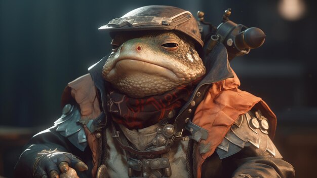 Generous toad lawman digital art illustration Generative AI