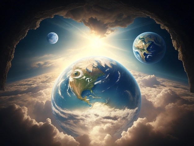 L'acqua La Terra E Il Cielo Premium AI Image | Genesis in the beginning God created the heaven and