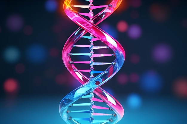 보라색에 유전 조명 추상 DNA 분자