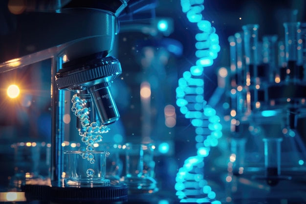 Genetic research and biotech science in pharmaceutical lab