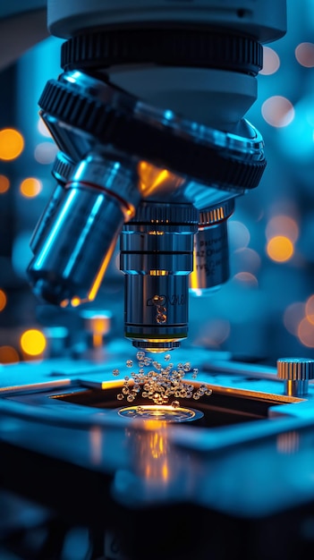 Genetisch ingenieursconcept Microscoop in abstract laboratorium