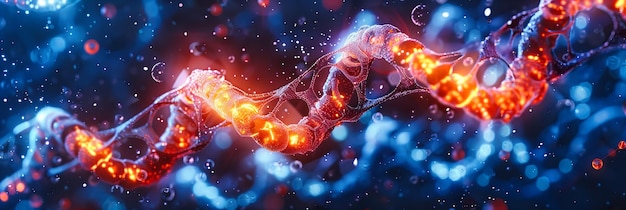 Foto genetische spiraalstructuur wetenschap en biologie concept gedetailleerde illustratie van dna-moleculen