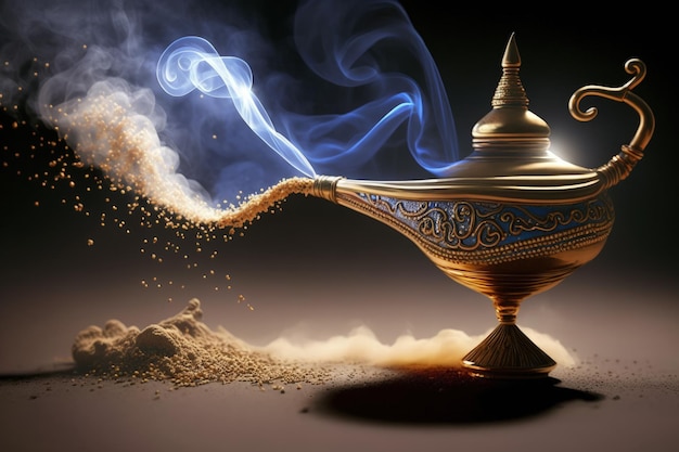 Genie from the lamp Genie coming out of the magic lamp AI