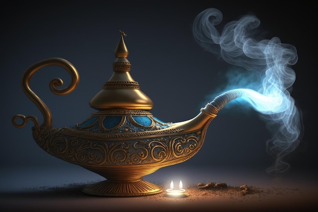 Genie from the lamp Genie coming out of the magic lamp AI