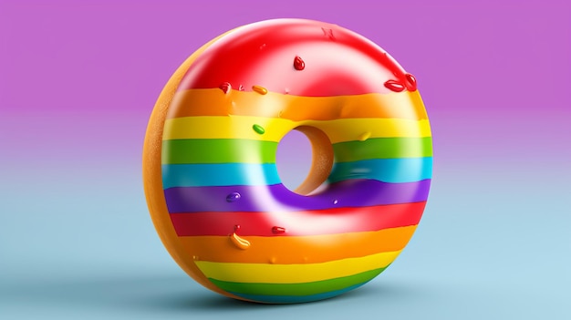 Geniet van de kleurrijke verrukking van een regenboogdonut