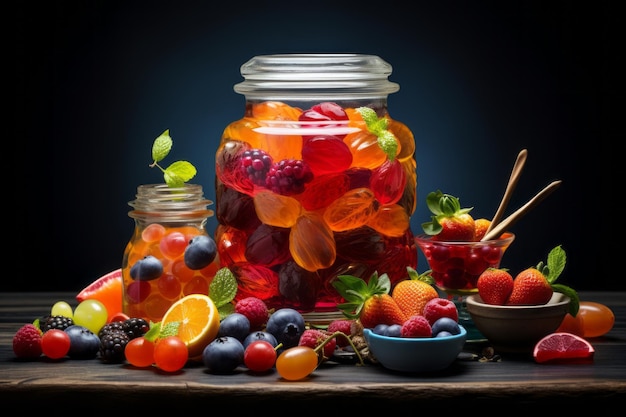 Foto geniet van de levendige lekkernijen kleurrijke snoepjes jelly en marmalade