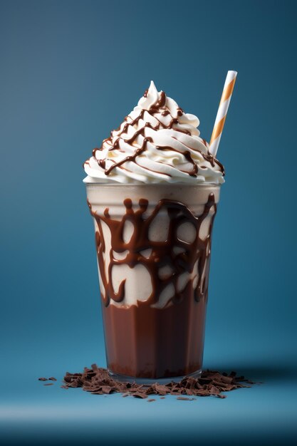 Geniet van de ultieme chocolade milkshake gekroond met whipped cream delight