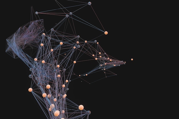 Genlijnen en knooppunten biologische genstructuur 3D-rendering