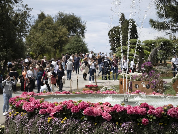 Photo genoa, italy - may 7 2022 - euroflora international floreal exposition