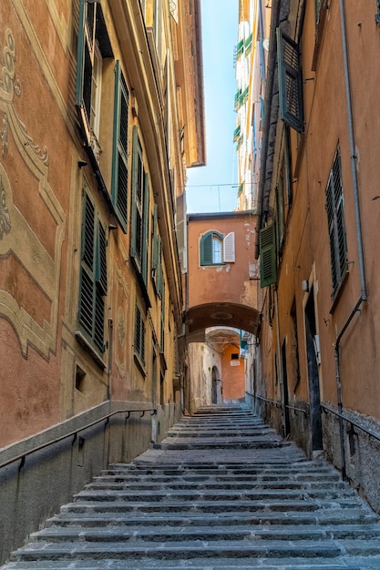 Genoa medieval old street caruggi salita dinegro
