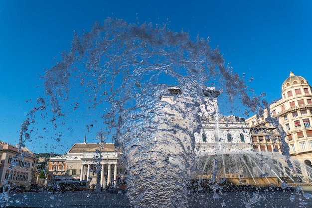 Genoa piazza de ferrari fountain splash town center