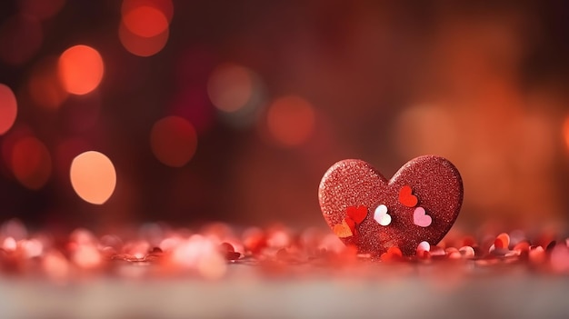 Gentle Affection Soft Red Heart Shape Bokeh Background