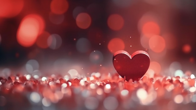 Gentle Affection Soft Red Heart Shape Bokeh Background