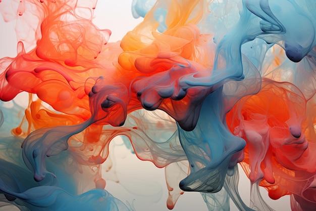 Gentle blending of liquid paints in beautiful abstraction