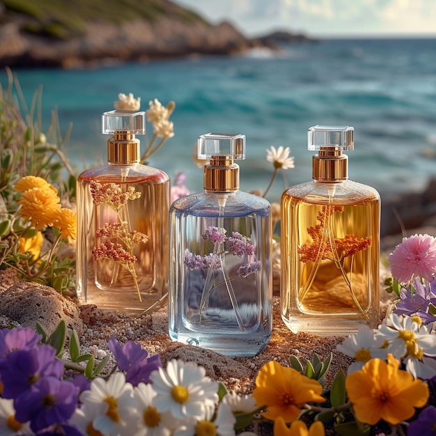 優雅なエレガントな囲気 香水の背景 花の製品