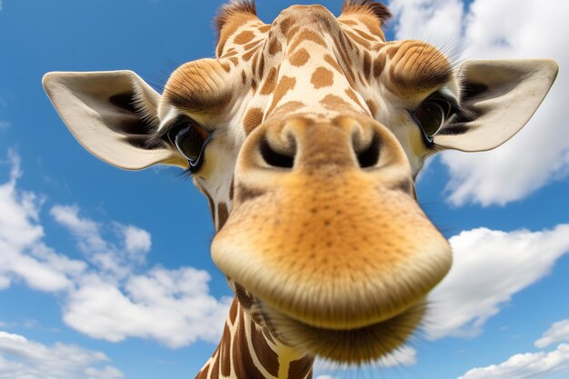 Photo gentle giant closeup of a giraffes face