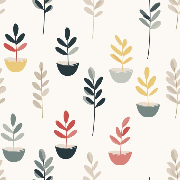 Photo gentle growth sprouting seedlings in seamless pastel pattern