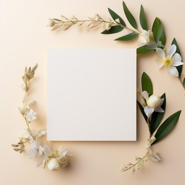 Photo gentle marriage invitation postcard paper mockup romance letter floral wedding blank paper template