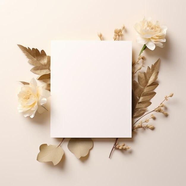 gentle marriage invitation postcard paper mockup romance letter floral wedding blank paper template