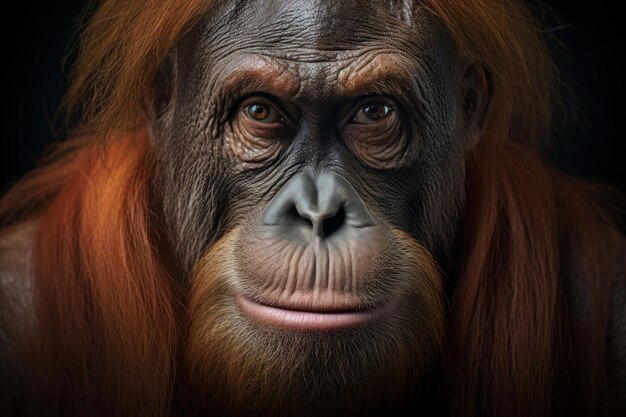 Photo gentle orangutans animals generate ai