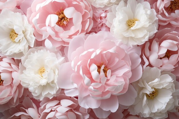 Gentle pink background of peony flowers petals macro photo closeup view pink floral background