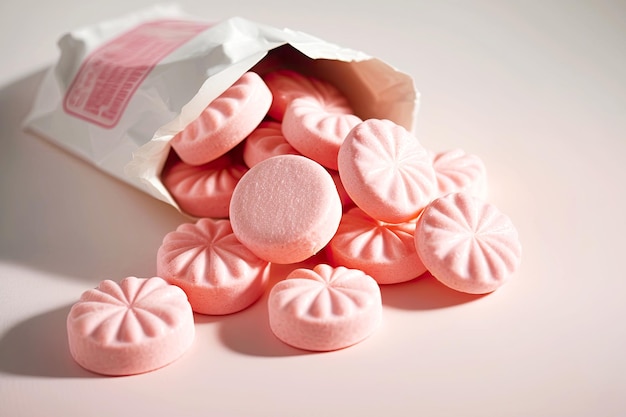 인후통과 기침을 위한 부드러운 분홍색 사탕 생성 ai