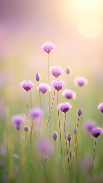 Gentle Pink Field Thistle Flowers in Bloom