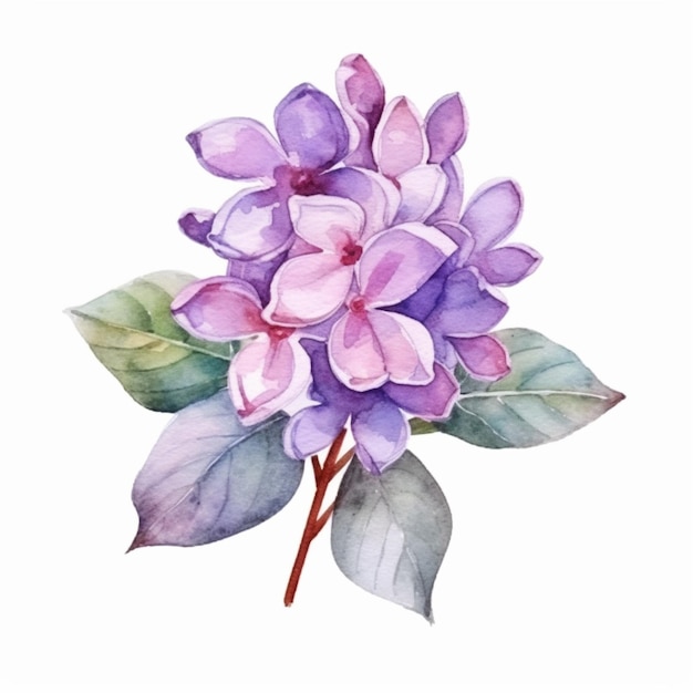 Gentle watercolor illustration showcasing the intricate details of a lilac blossom