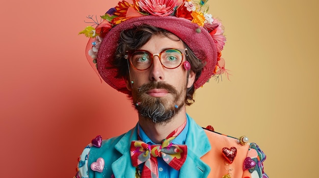 A Gentleman Adorned in Vibrant Valentines Day Attire