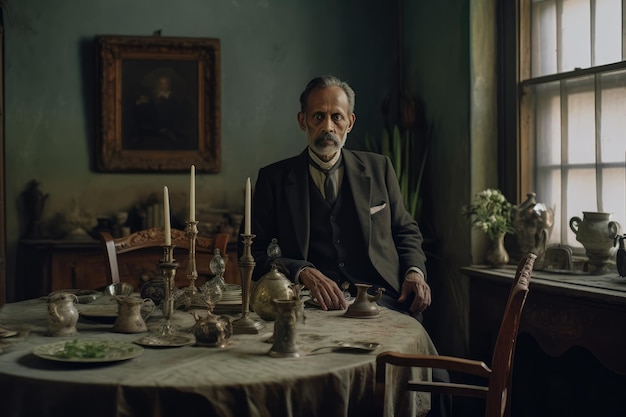 Foto il gentiluomo in una sala da pranzo