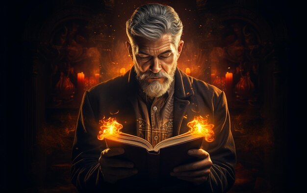 A Gentleman Reading by Candlelight