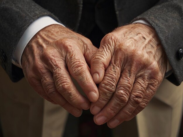 Photo gentleman wrinkled hands