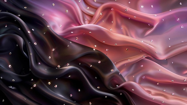 Gently pink and black silk with luminous elements abstract beautiful background