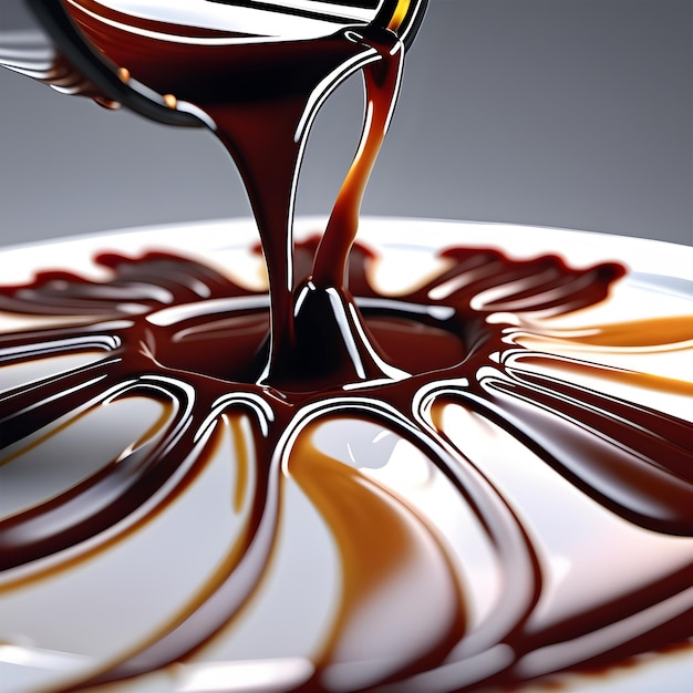 Gently pour a velvety sauce in a graceful generative ai