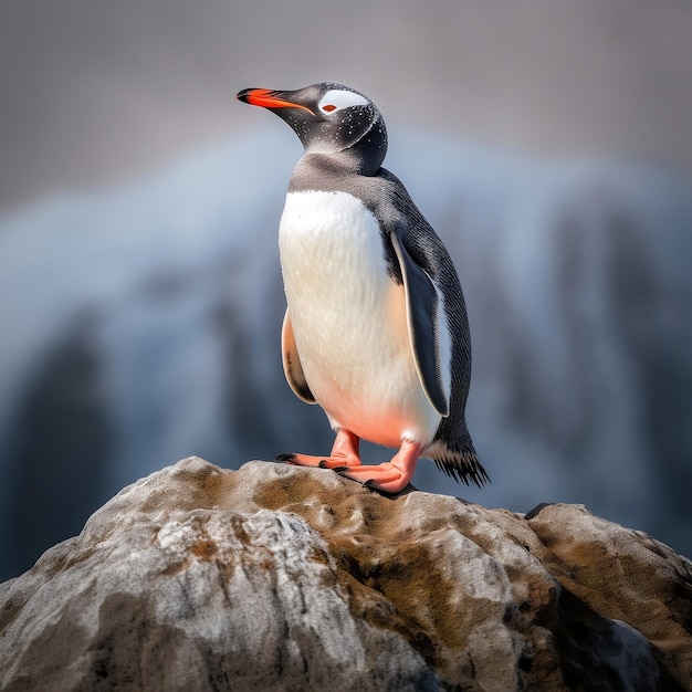 A Gentoo Penguin Standing on a Rock Generative AI