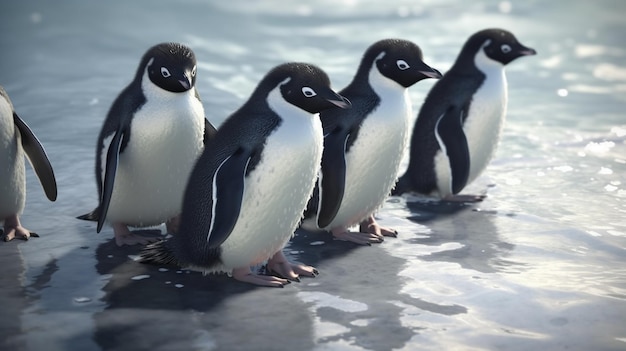 Gentoo Penguin walking on the Beach