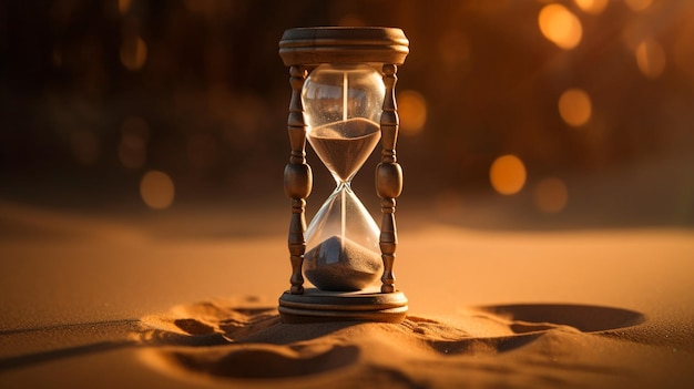 A genuine hourglass an oldfashioned clock and some golden sand Generative AI illustrator