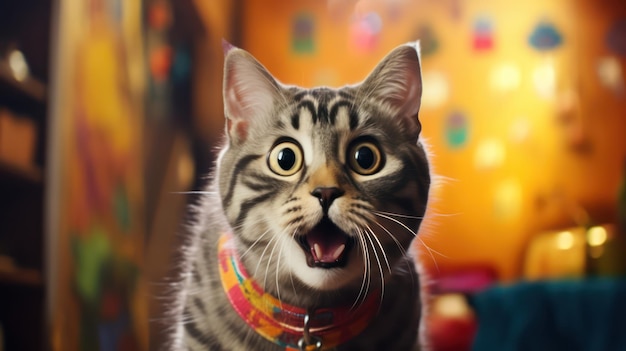 猫 の 表情 に 写っ て いる 本当 の 幸せ な ショック の 感覚 は 励まし に なっ て い ます